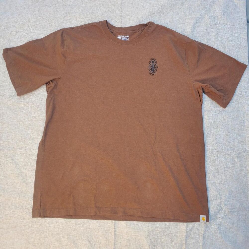 Carhartt Men's Brown and Orange T-shirt
